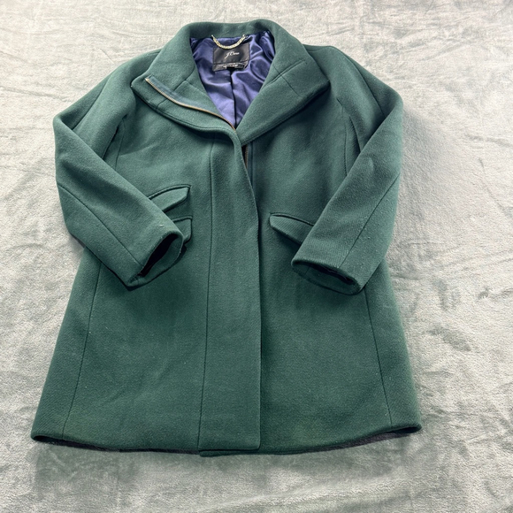 J Crew Cocoon Coat Women 2 Italian Stadium Cloth Nello Gori Wool Luxury Green - Picture 6 of 13